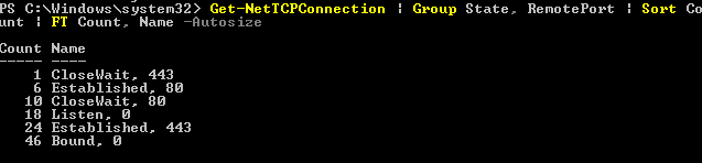 Get-NetTCPConnection