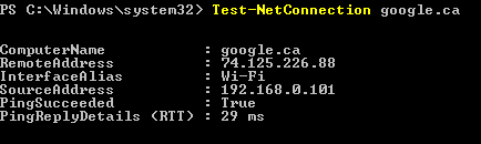 Test-NetConnection